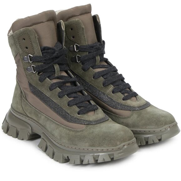$1500 Brunello Cucinelli NEW! olive green suede boots size 9/39 - Picture 1 of 7
